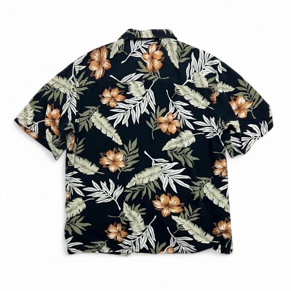 Men’s Vintage Banana Cabana 100% Silk‎ Black Hawaiian Button Up Dress Shirt Size - Picture 4 of 6